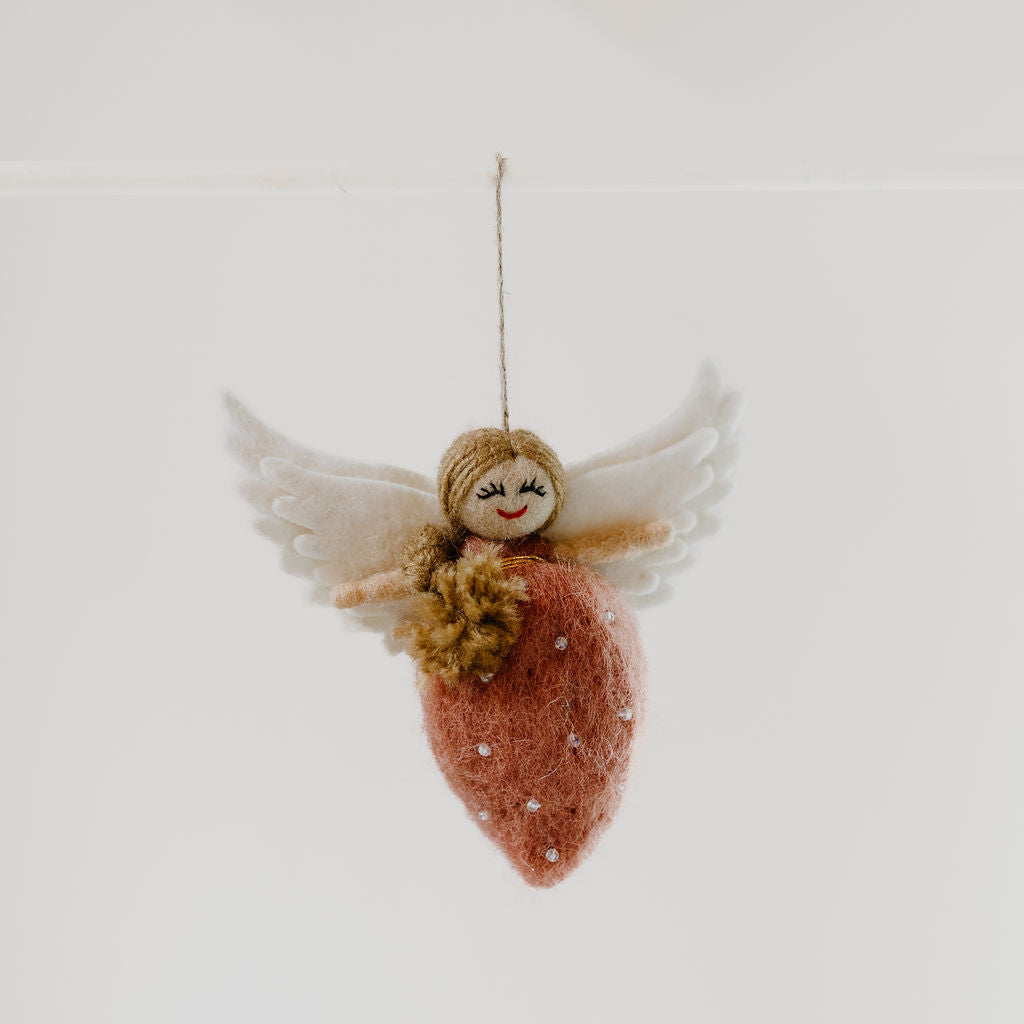 Pashom | Hanging Decoration - Pink Felted Angel