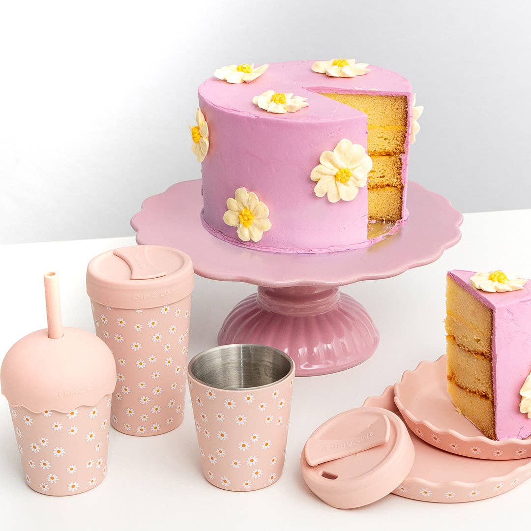 Chino Club | Pink Daisy - Mini Smoothie Cup & Straw 200ml