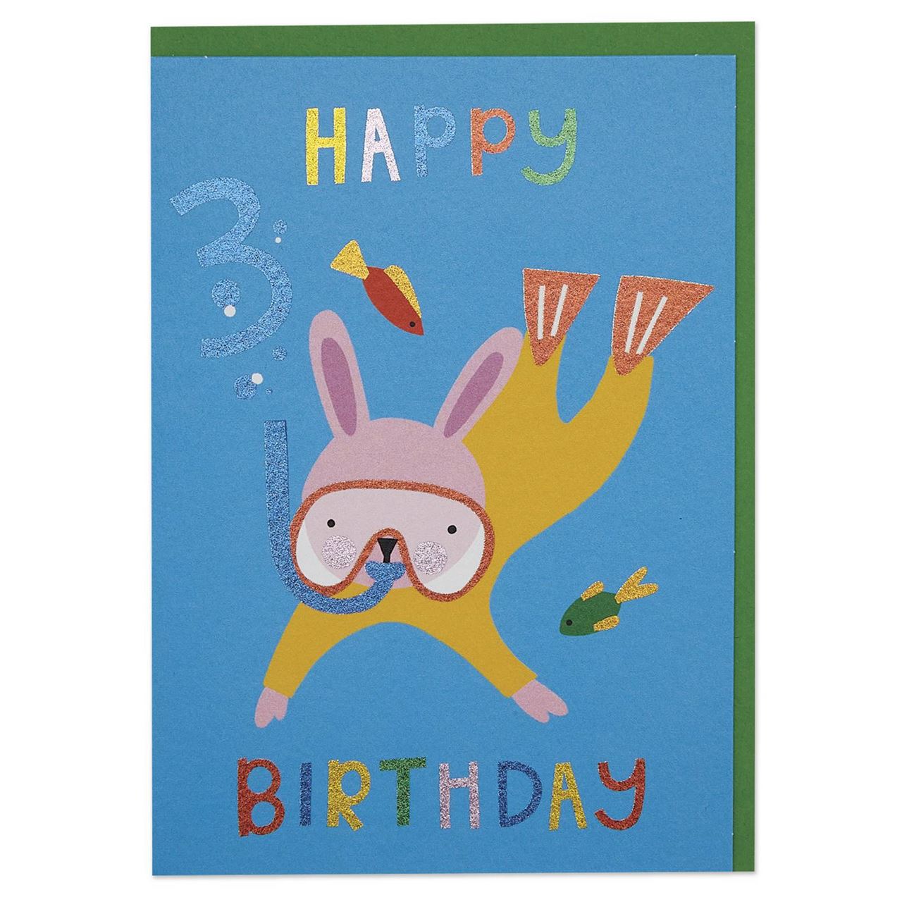 Birthday Card | Age 3 - Bunny Scuba Diver