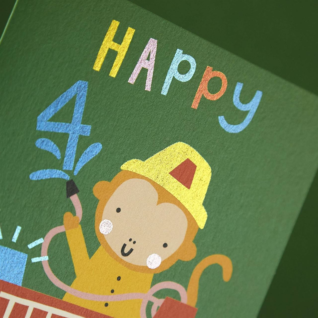 Birthday Card | Age 4 - Monkey Fire Hero