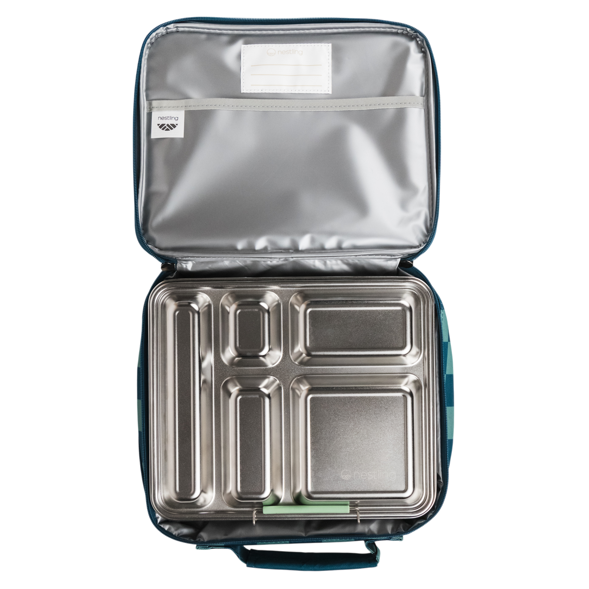 Nestling | Insulated Lunch Bag - Blue & Green Check