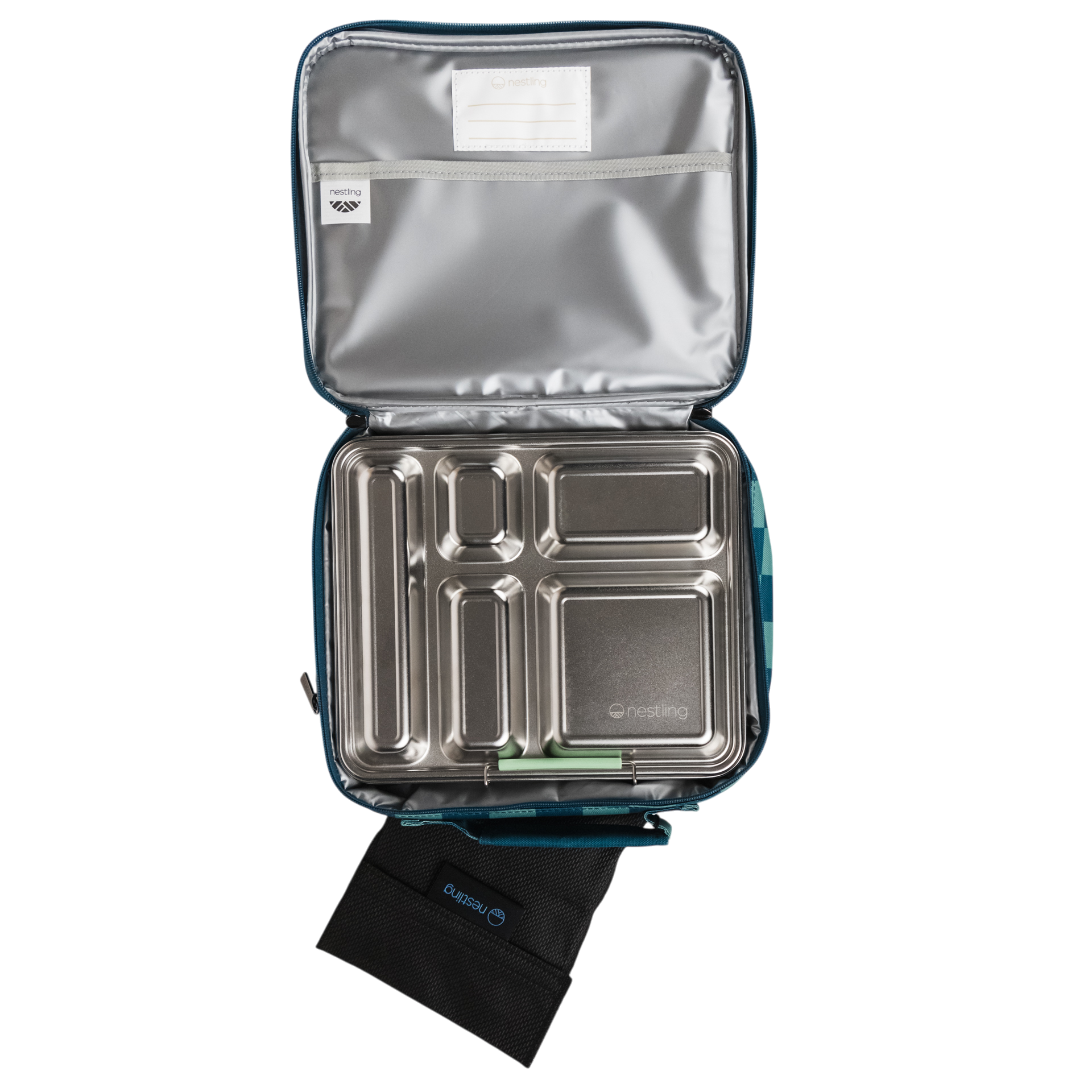 Nestling | Insulated Lunch Bag - Blue & Green Check