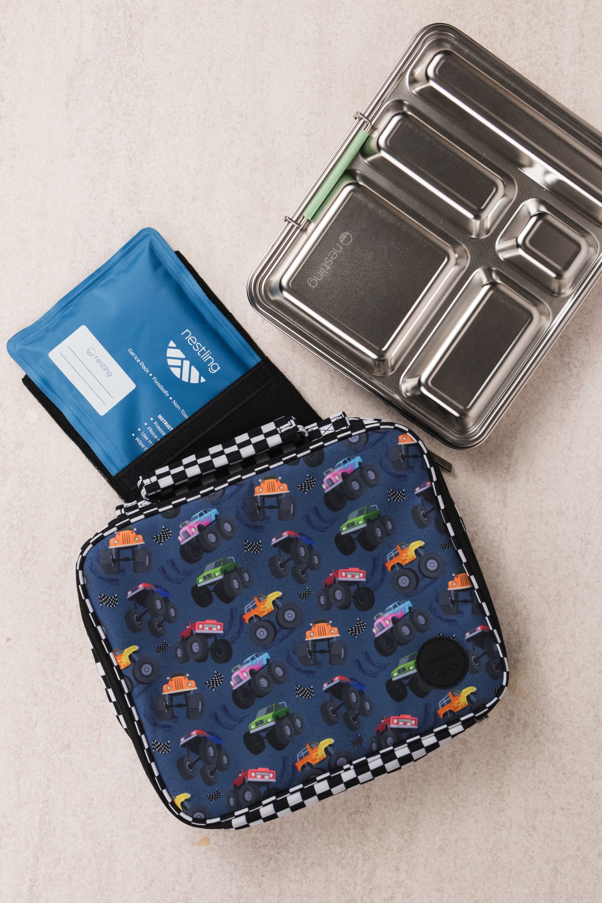Nestling | Insulated Lunch Bag - Monster Trucks