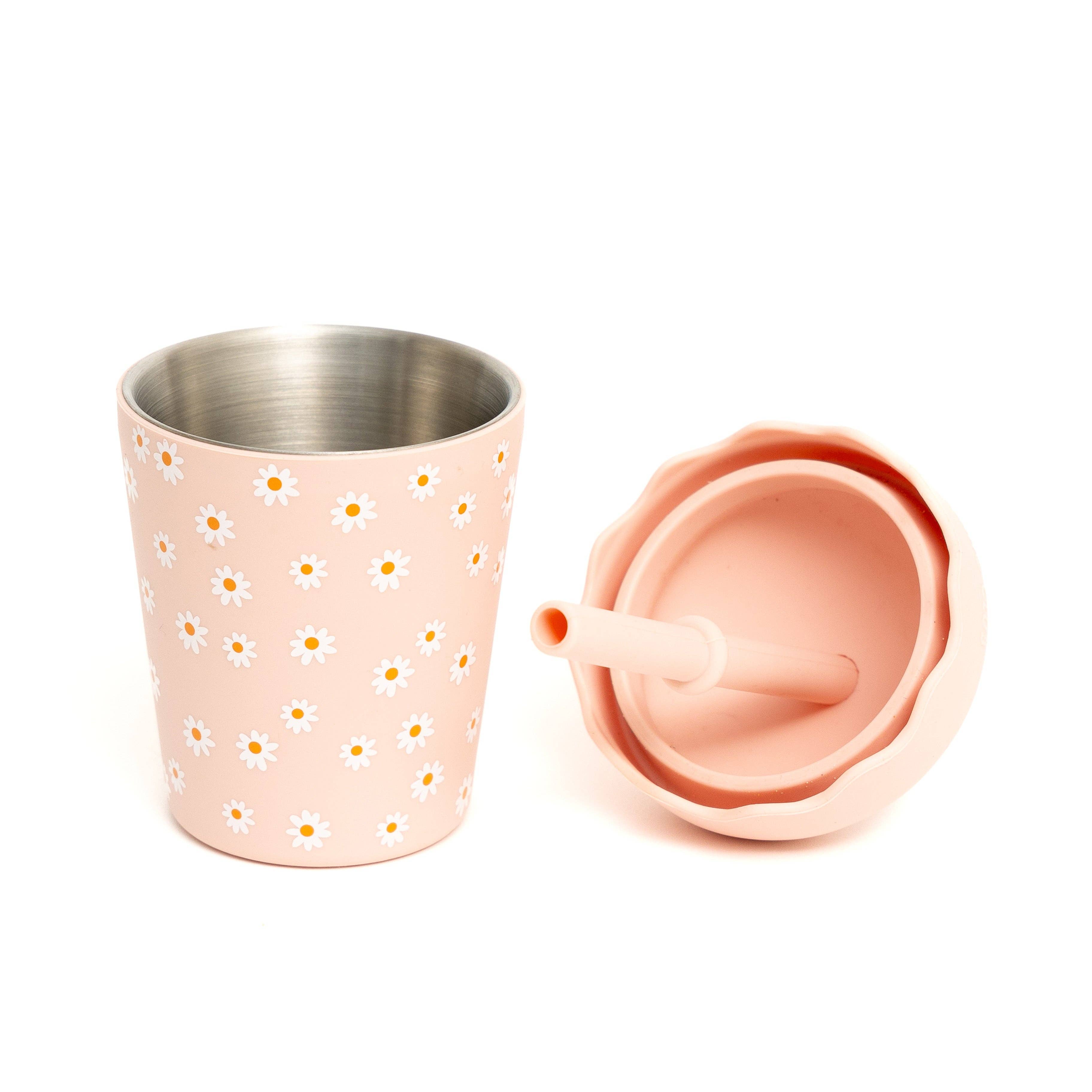 Chino Club | Pink Daisy - Mini Smoothie Cup & Straw 200ml
