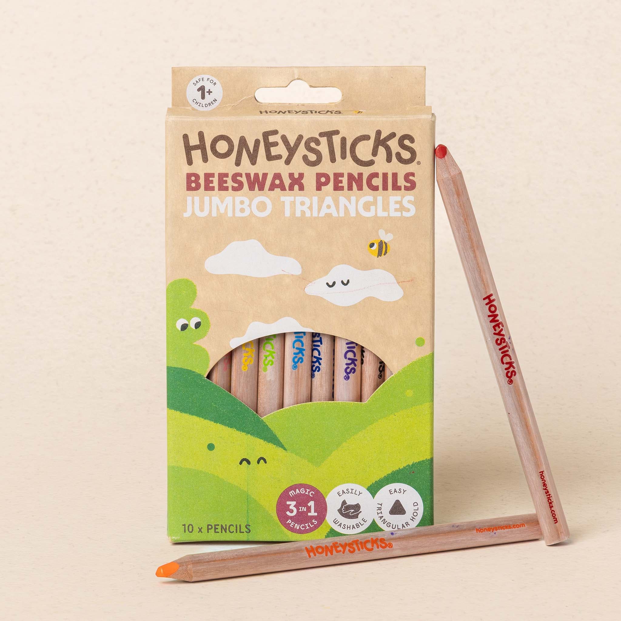 Honeysticks | Magic 3-in-1 Beeswax Pencils Jumbo Triangles - 10pk