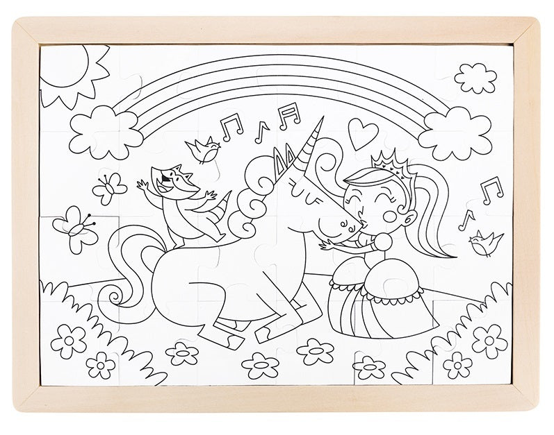 Hape | Double Sided 24pc Colouring Puzzle - Unicorn & Friends