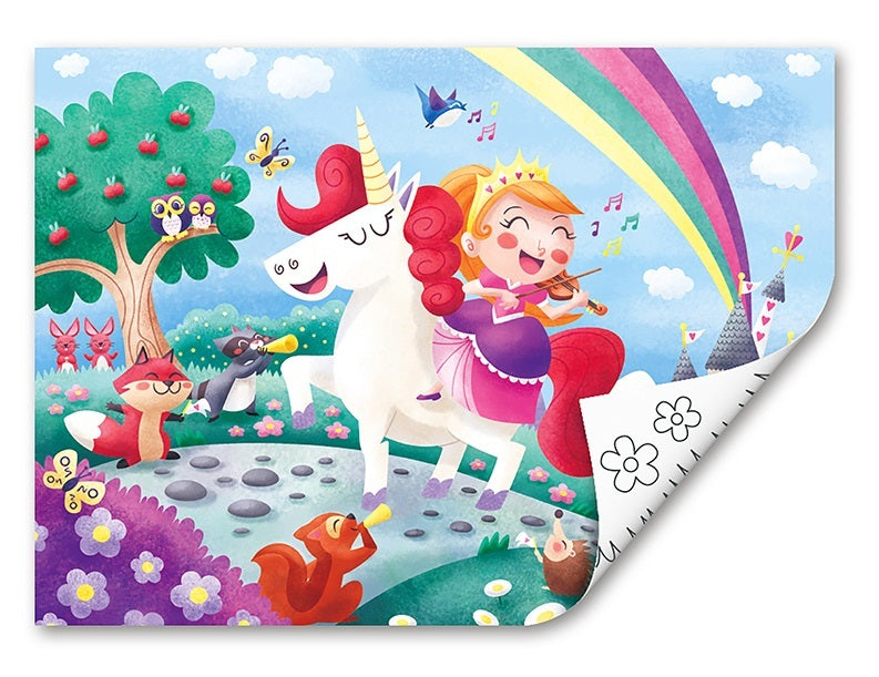 Hape | Double Sided 24pc Colouring Puzzle - Unicorn & Friends