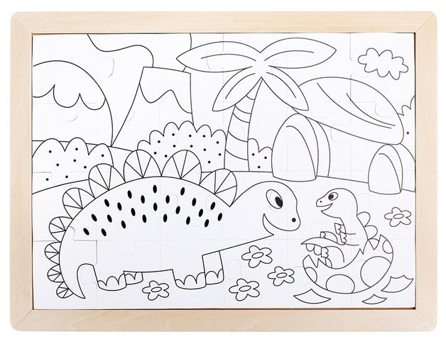 Hape | Double Sided 24pc Colouring Puzzle - Dinosaurs