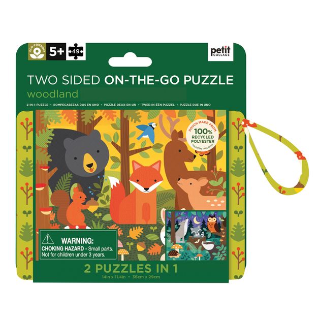 Petit Collage | Two-Sided On The Go Puzzle - Woodland