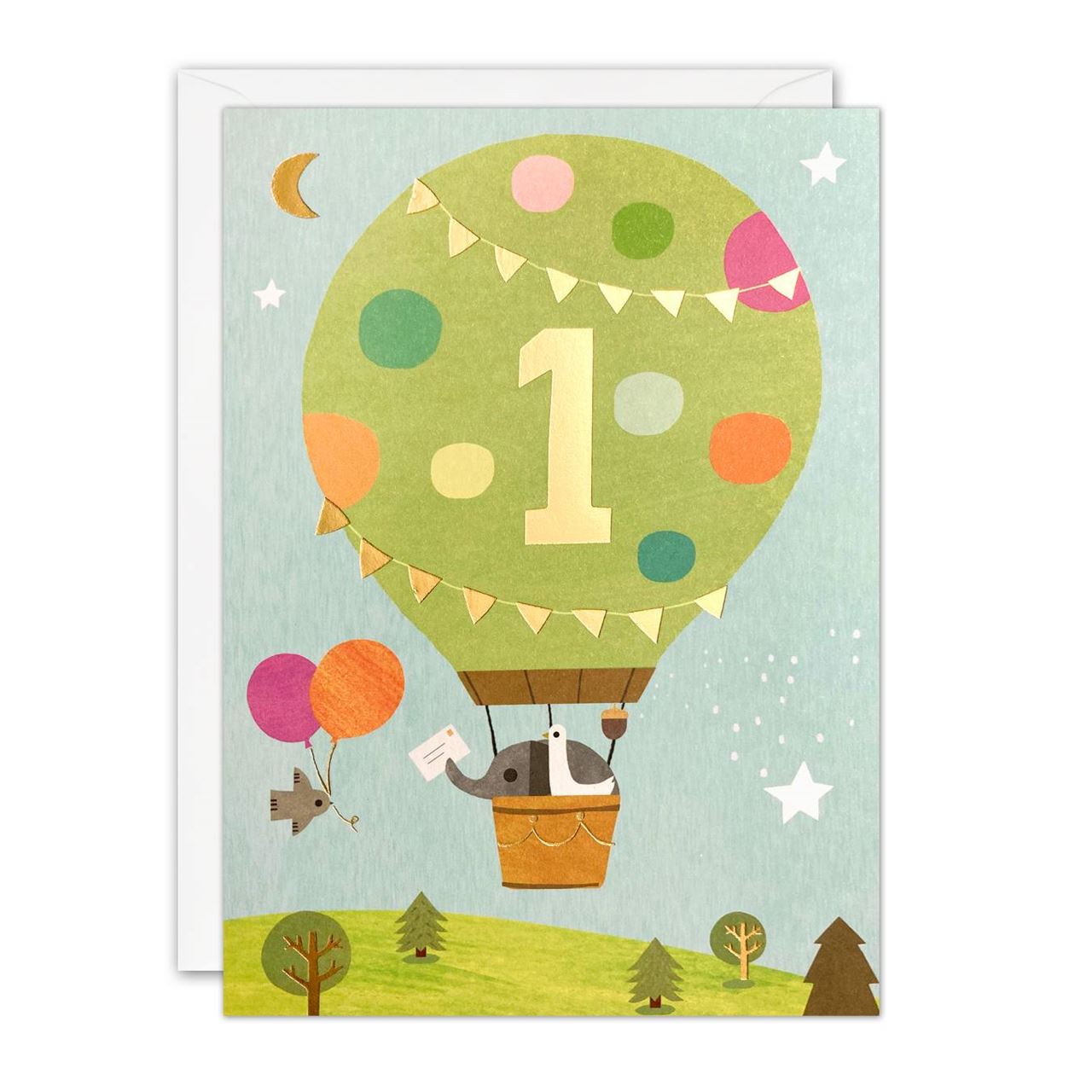Hot Air Balloon Birthday Card - Age 1