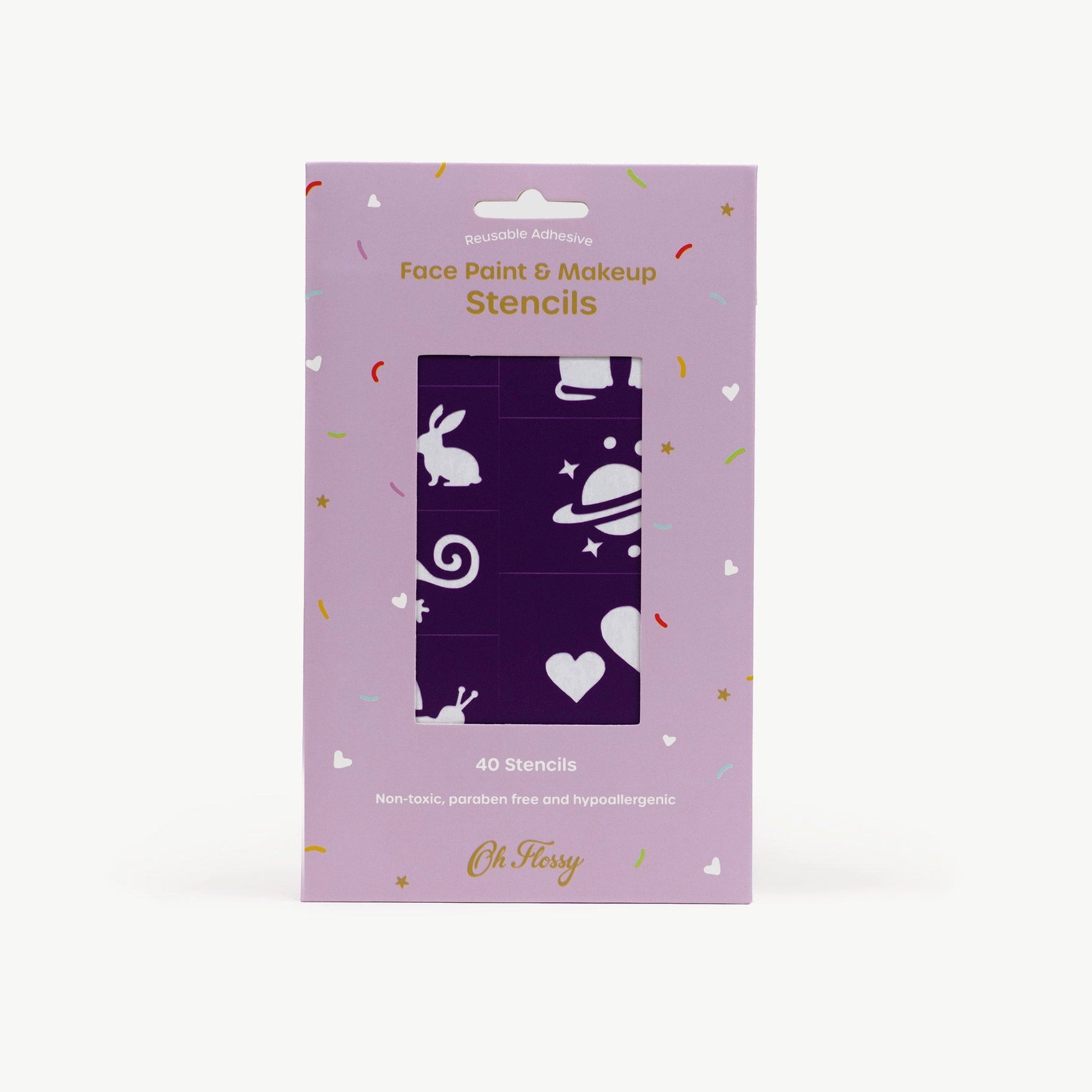 Oh Flossy | Reusable Adhesive Face Paint & Makeup Stencils - Purple