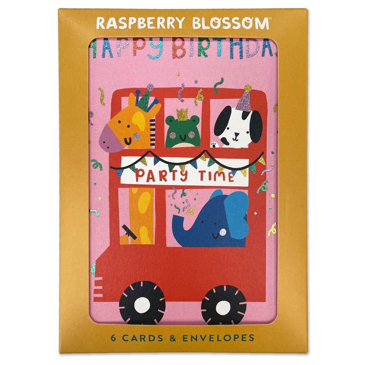 Raspberry Blossom Birthday Card Pack | Party Time 6pk