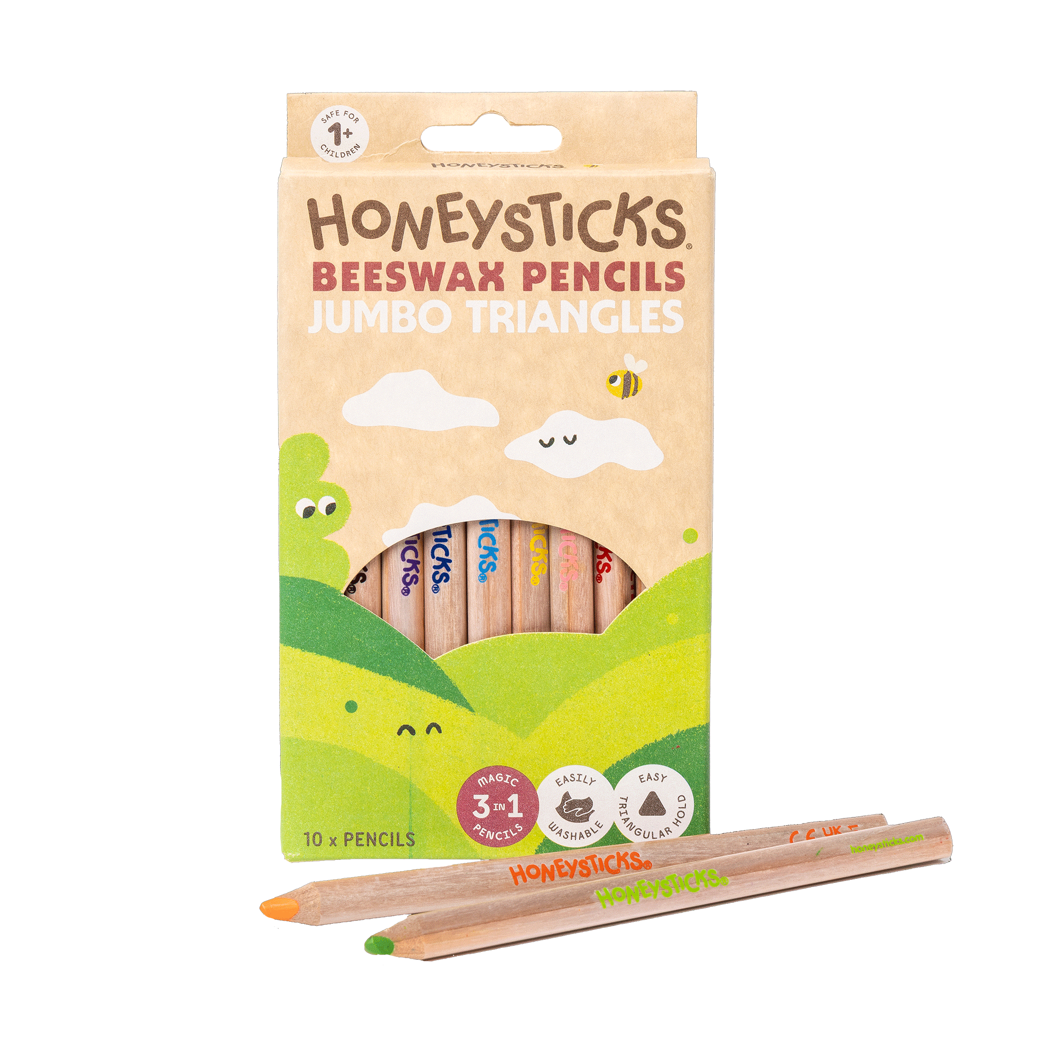 Honeysticks | Magic 3-in-1 Beeswax Pencils Jumbo Triangles - 10pk