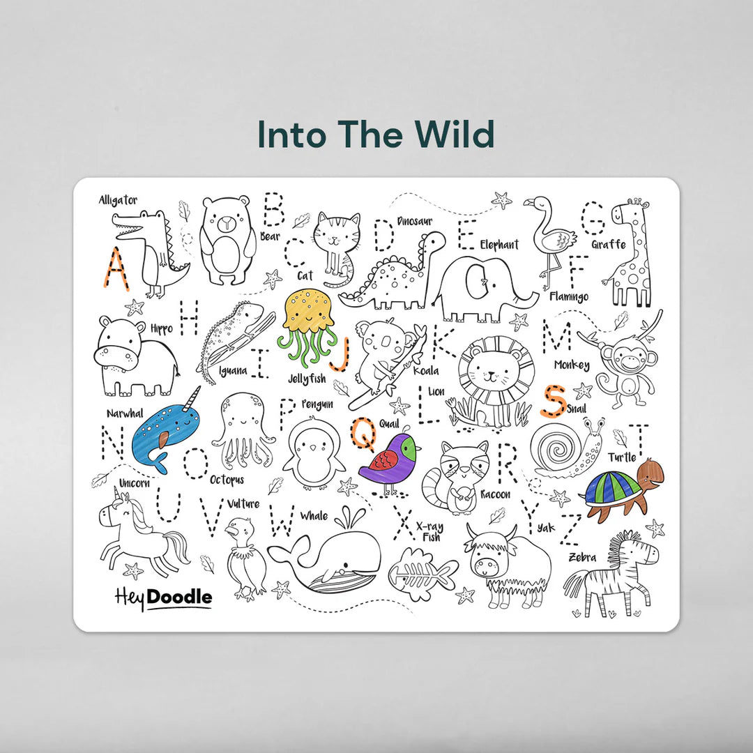 Hey Doodle | Large Colouring & Doodle Playmat - Into the Wild