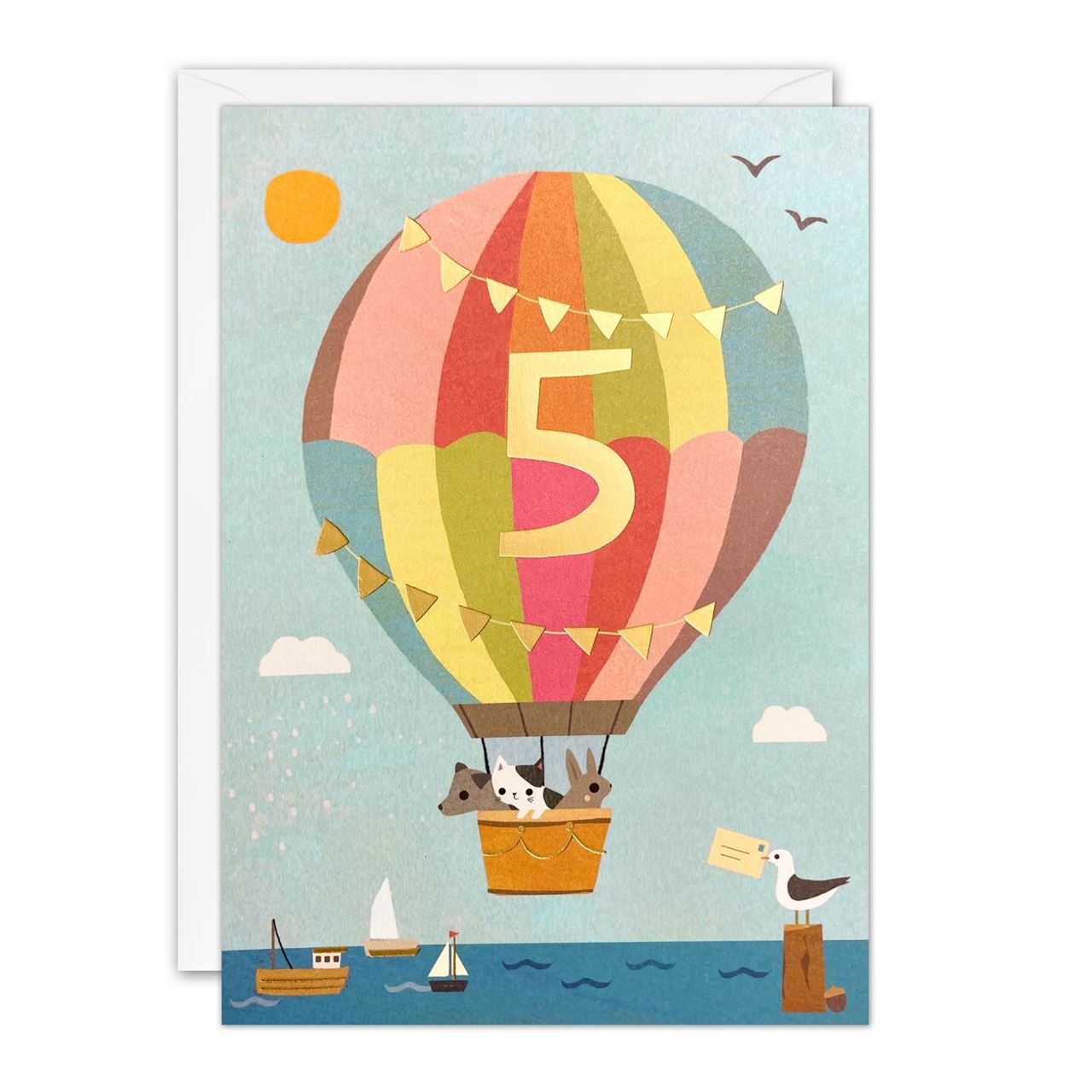 Hot Air Balloon Birthday Card - Age 5
