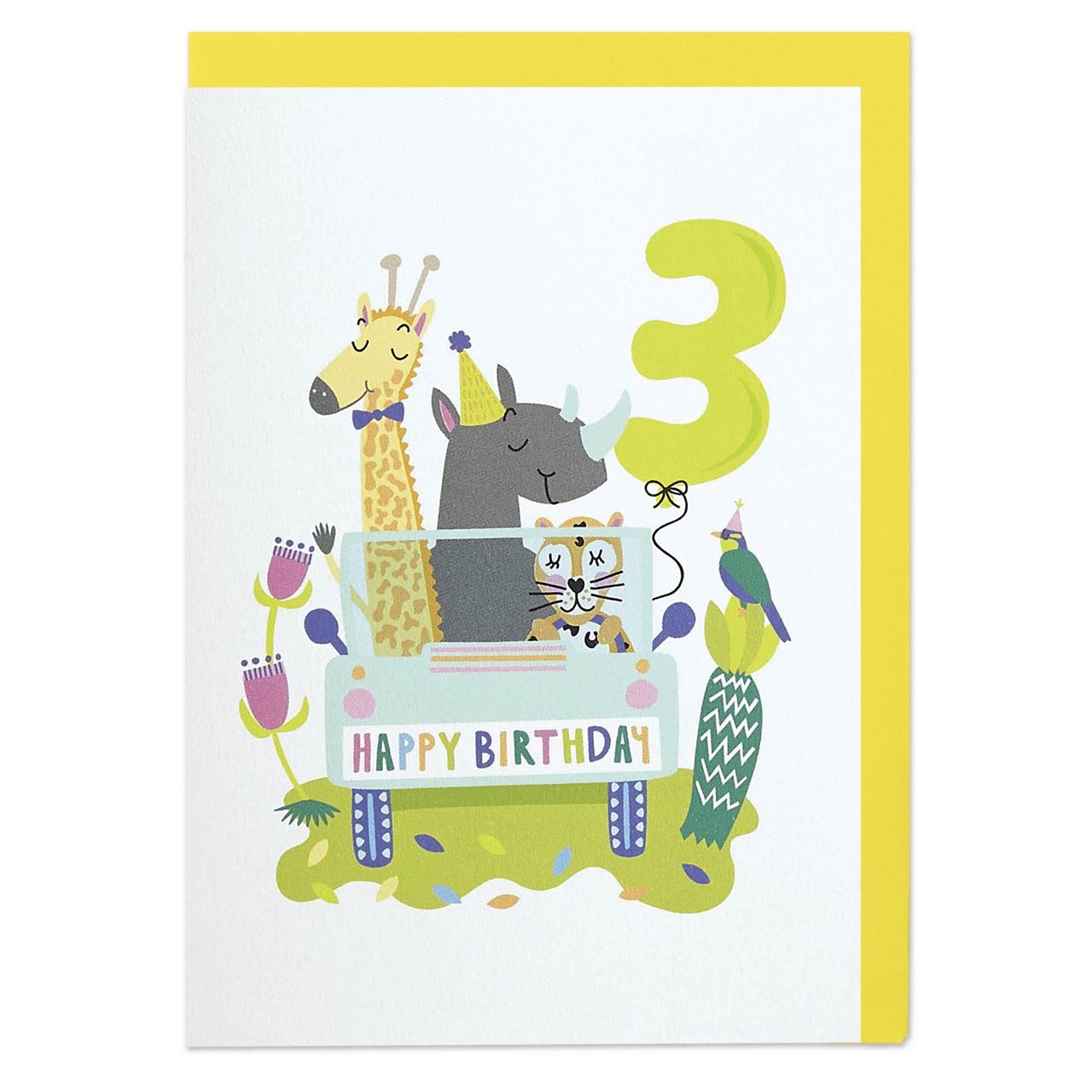 Birthday Card | Age 3 - Party Jeep