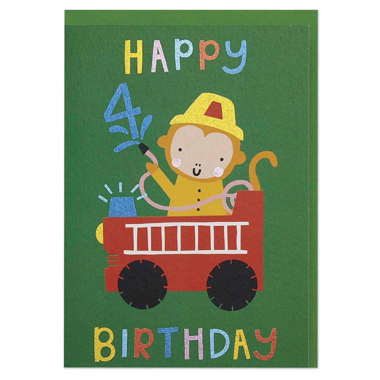 Birthday Card | Age 4 - Monkey Fire Hero