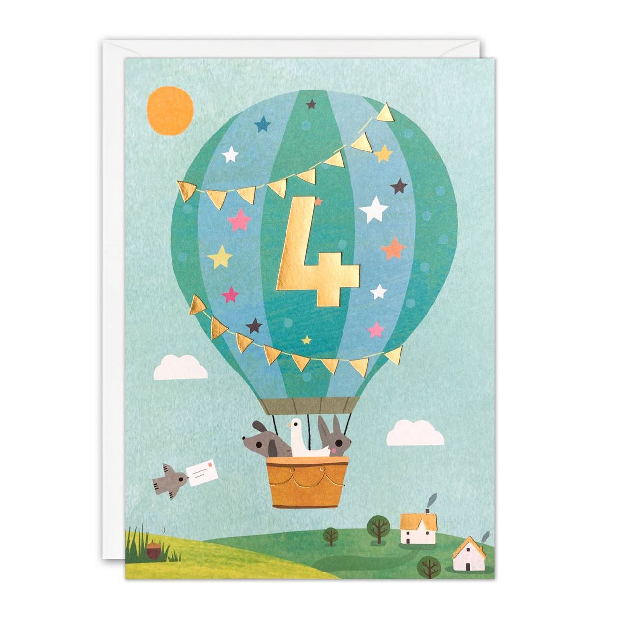 Hot Air Balloon Birthday Card - Age 4