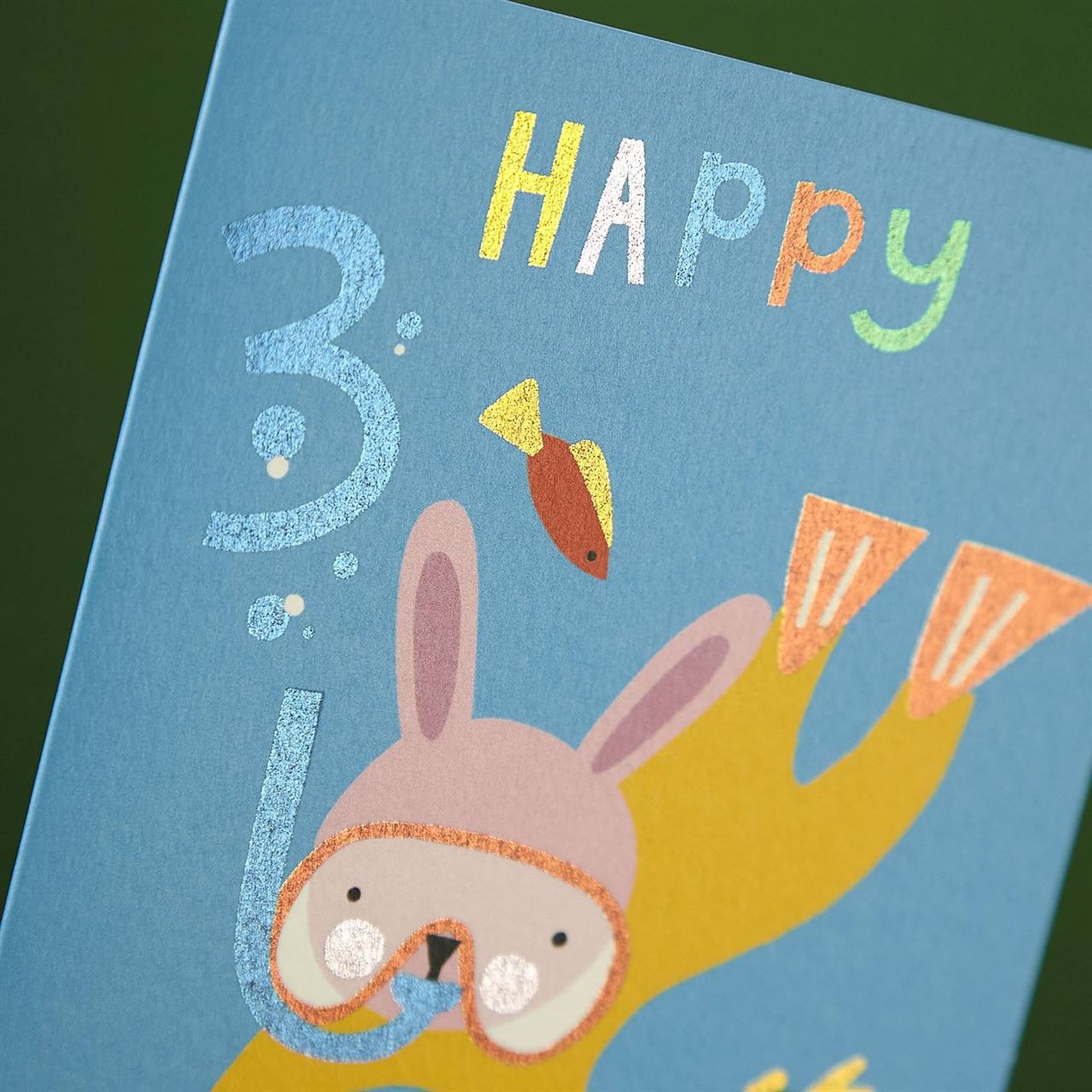 Birthday Card | Age 3 - Bunny Scuba Diver