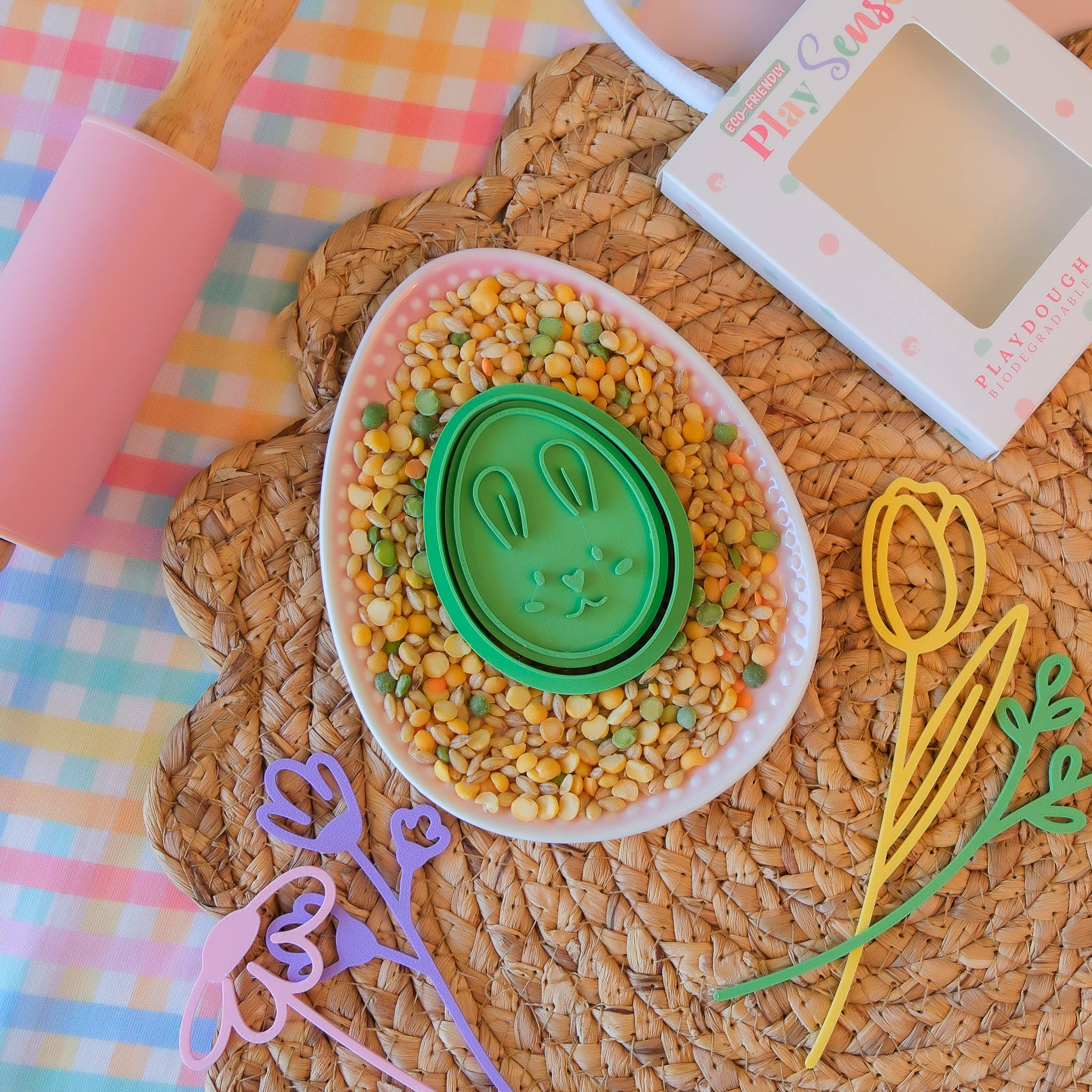 Play Sense | Eco Playdough Stamp - Bunny Egg