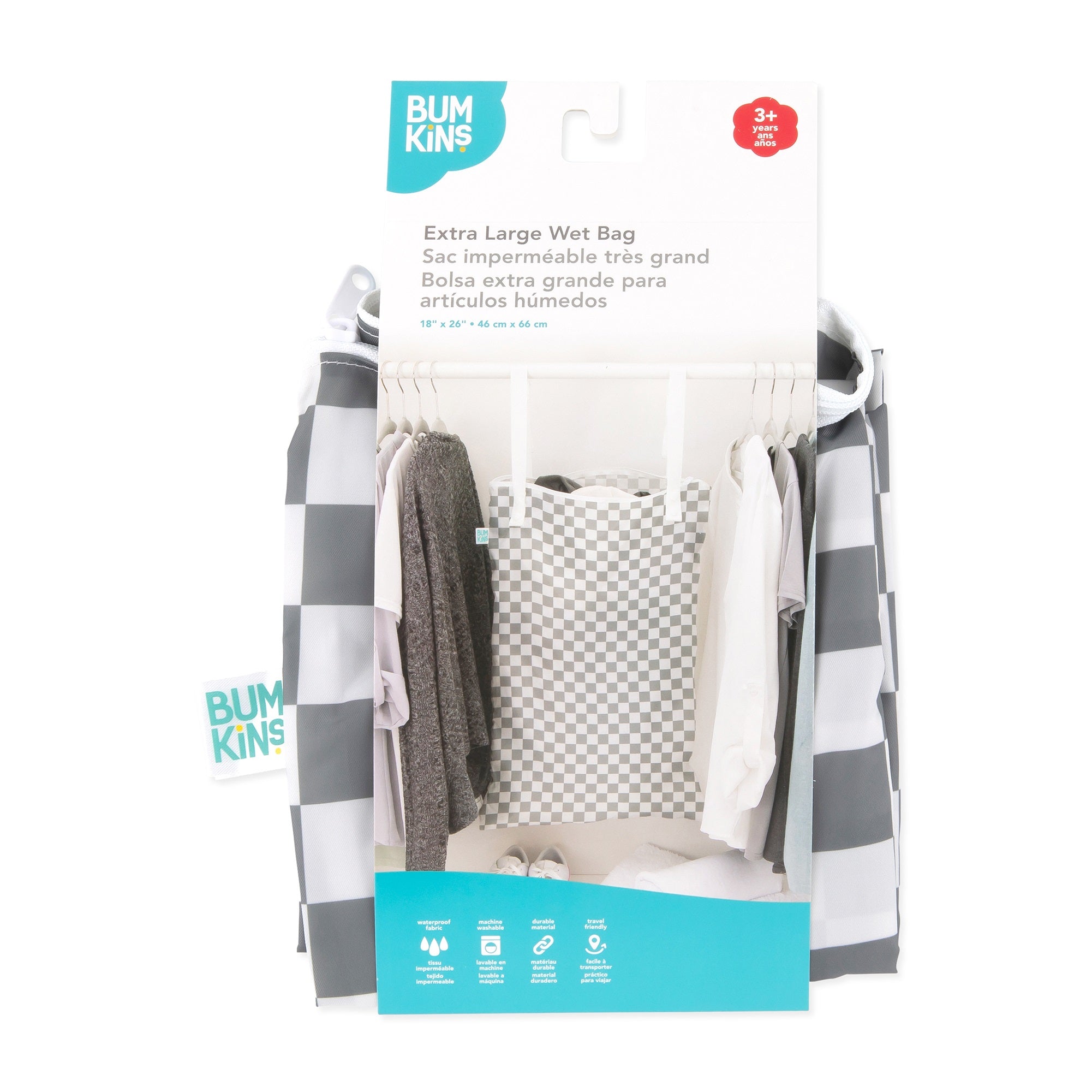 Bumkins | Extra Large Wet Bag - Charcoal Check