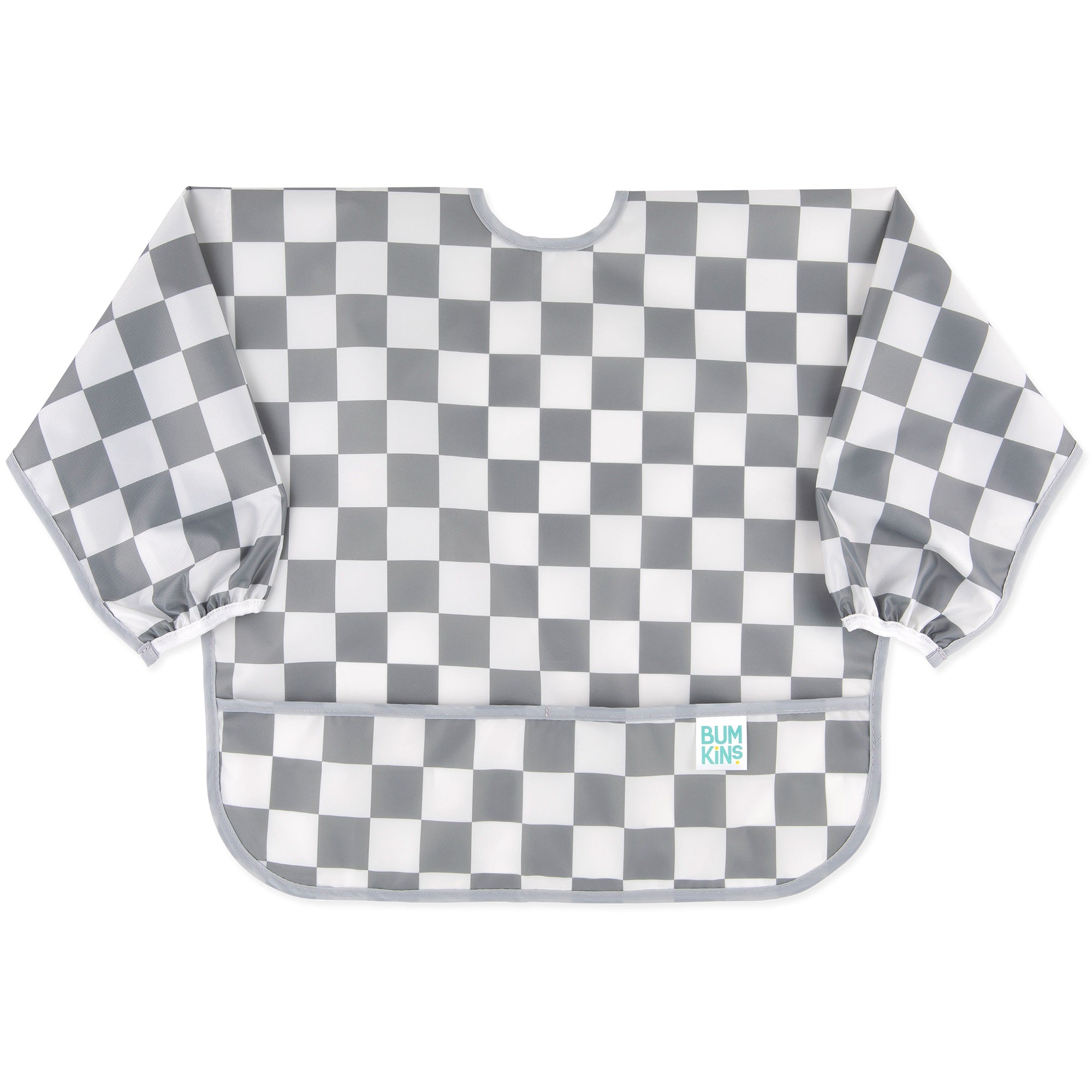 Bumkins | Sleeved Bib - Charcoal Check