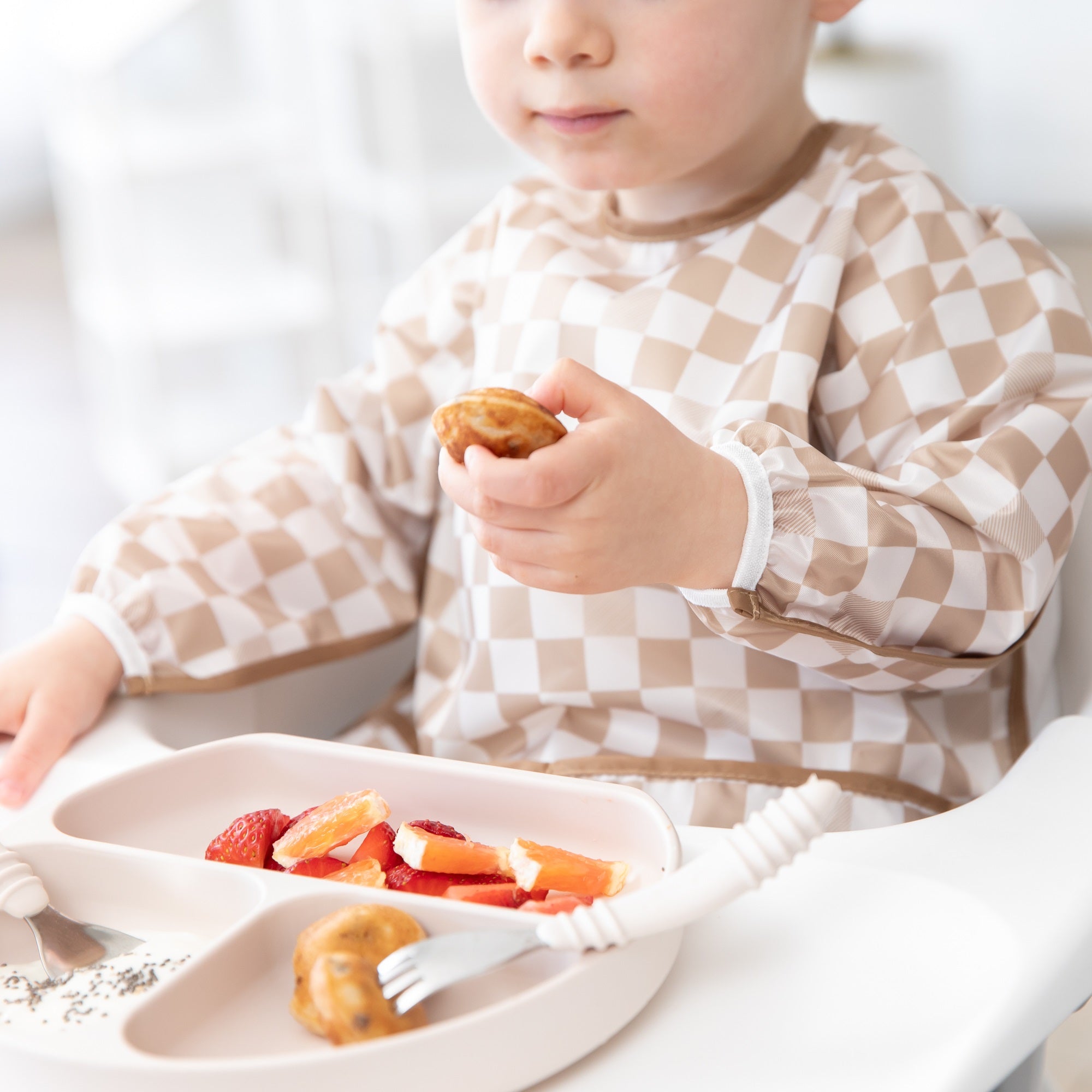 Bumkins | Sleeved Bib - Sand Check