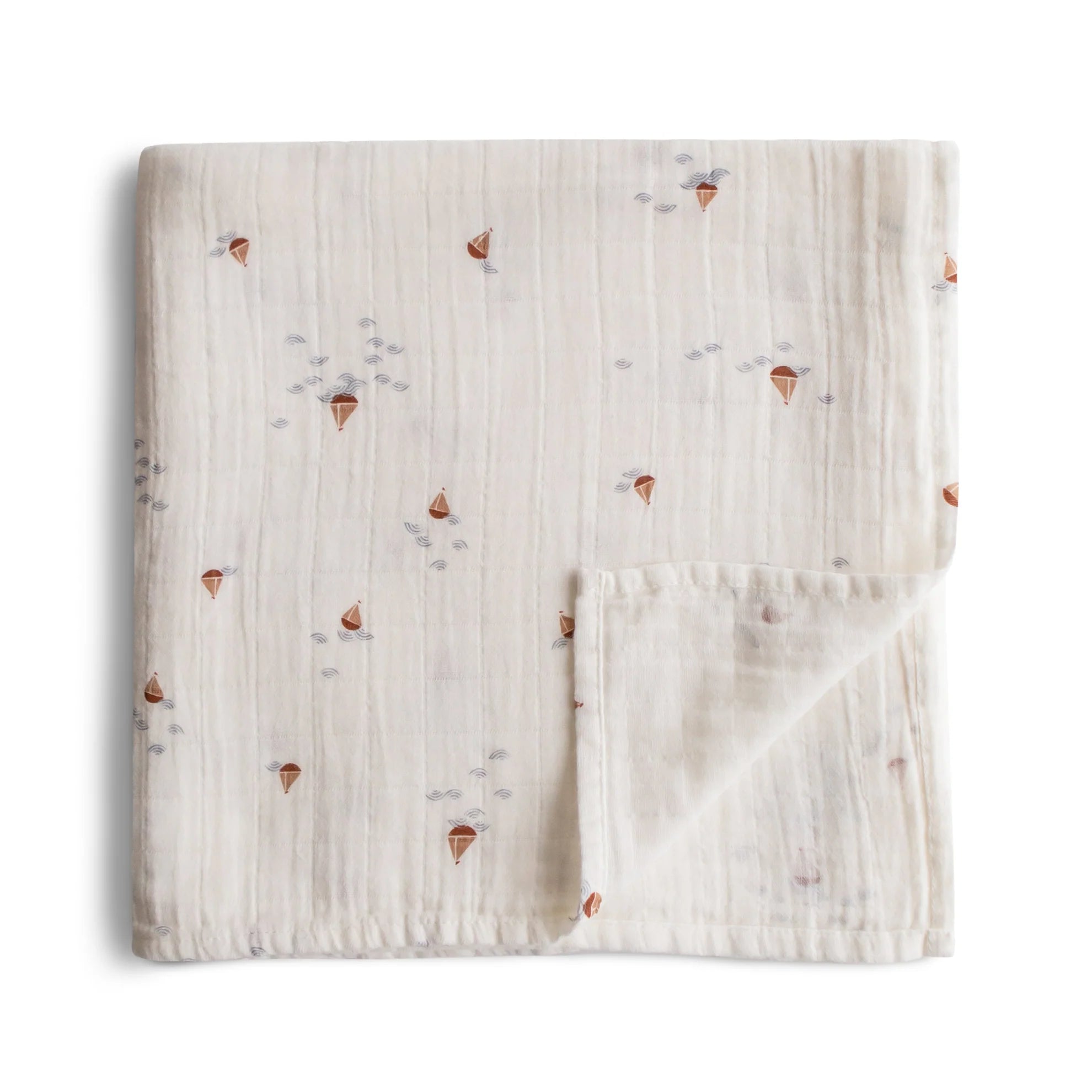 Mushie | Organic Cotton Muslin Swaddle - Boats