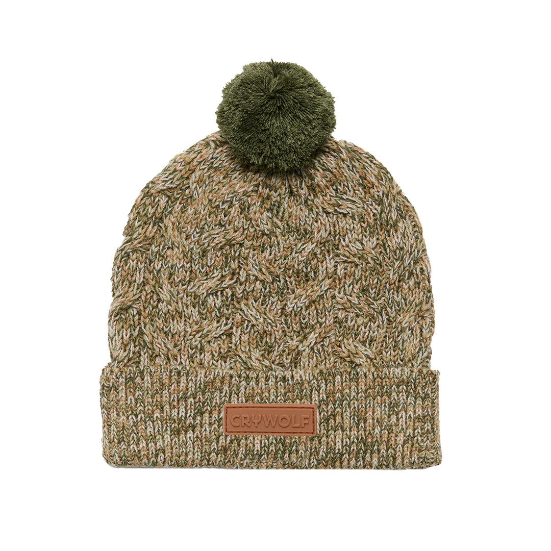 Crywolf | Pom Pom Beanie - Olive Speckle