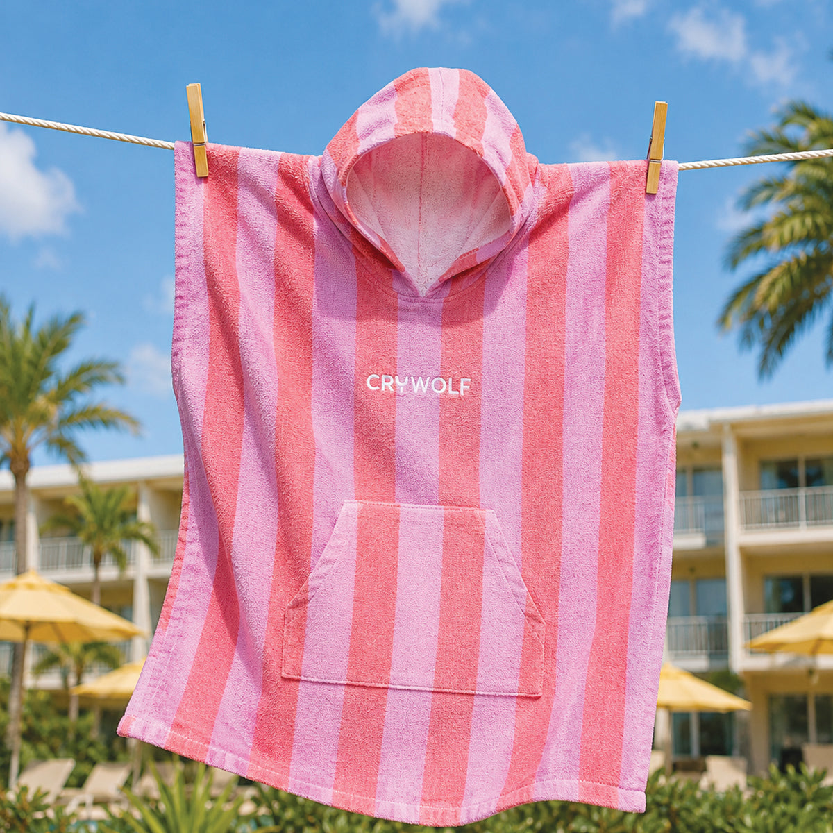 Crywolf | Hooded Towel - Flamingo Stripe