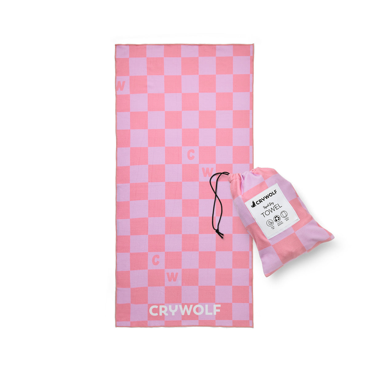 Crywolf | Rapid Dry Towel - Flamingo Check