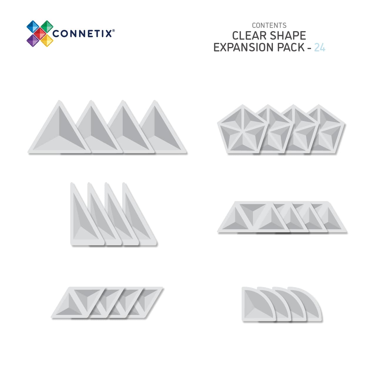 Connetix | Clear Shape Expansion Pack - 24 pc