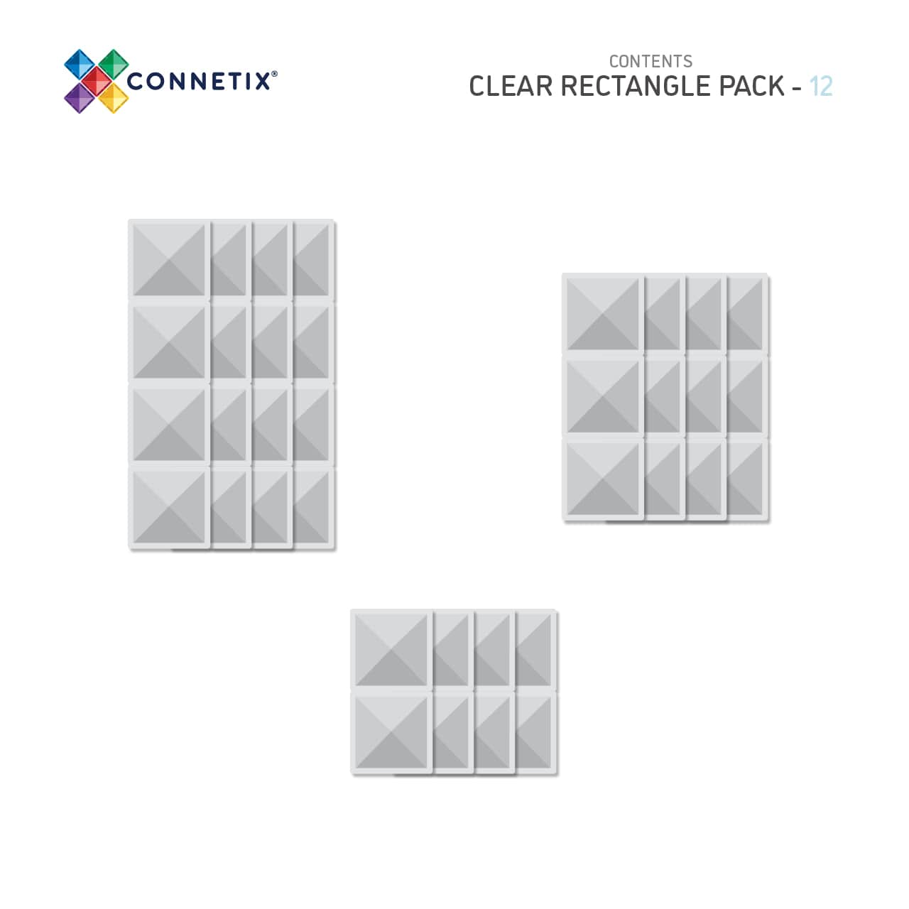 Connetix | Clear Rectangle Pack - 12 pc