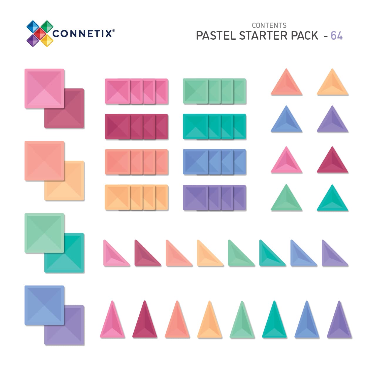 Connetix | Pastel Starter Pack - 64 pc
