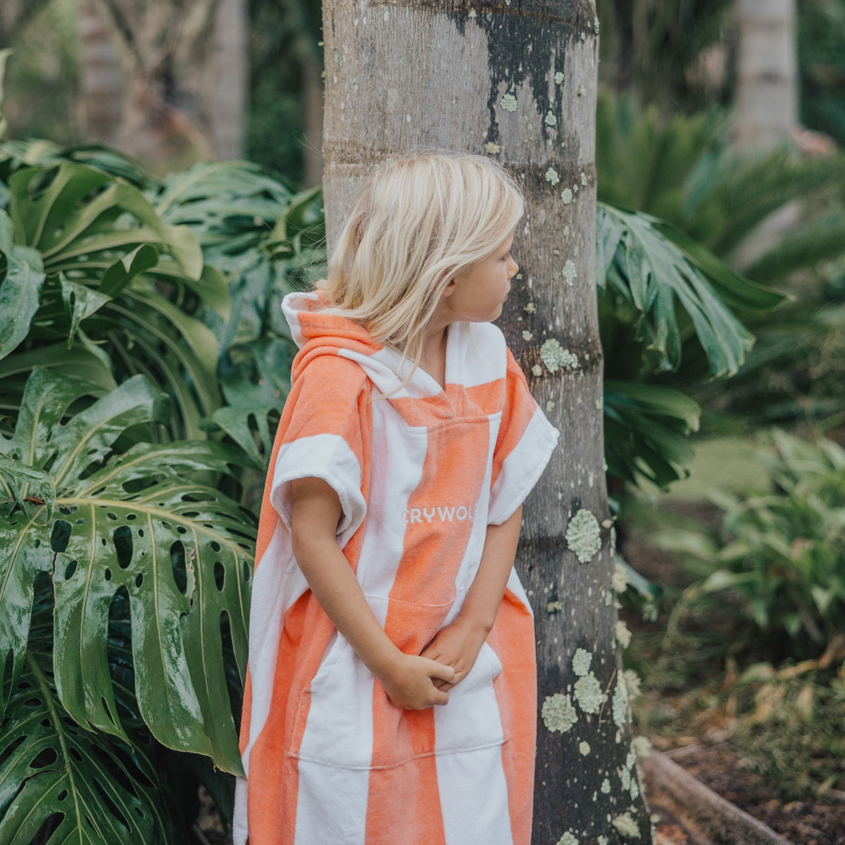 Crywolf | Hooded Towel - Coral Stripe