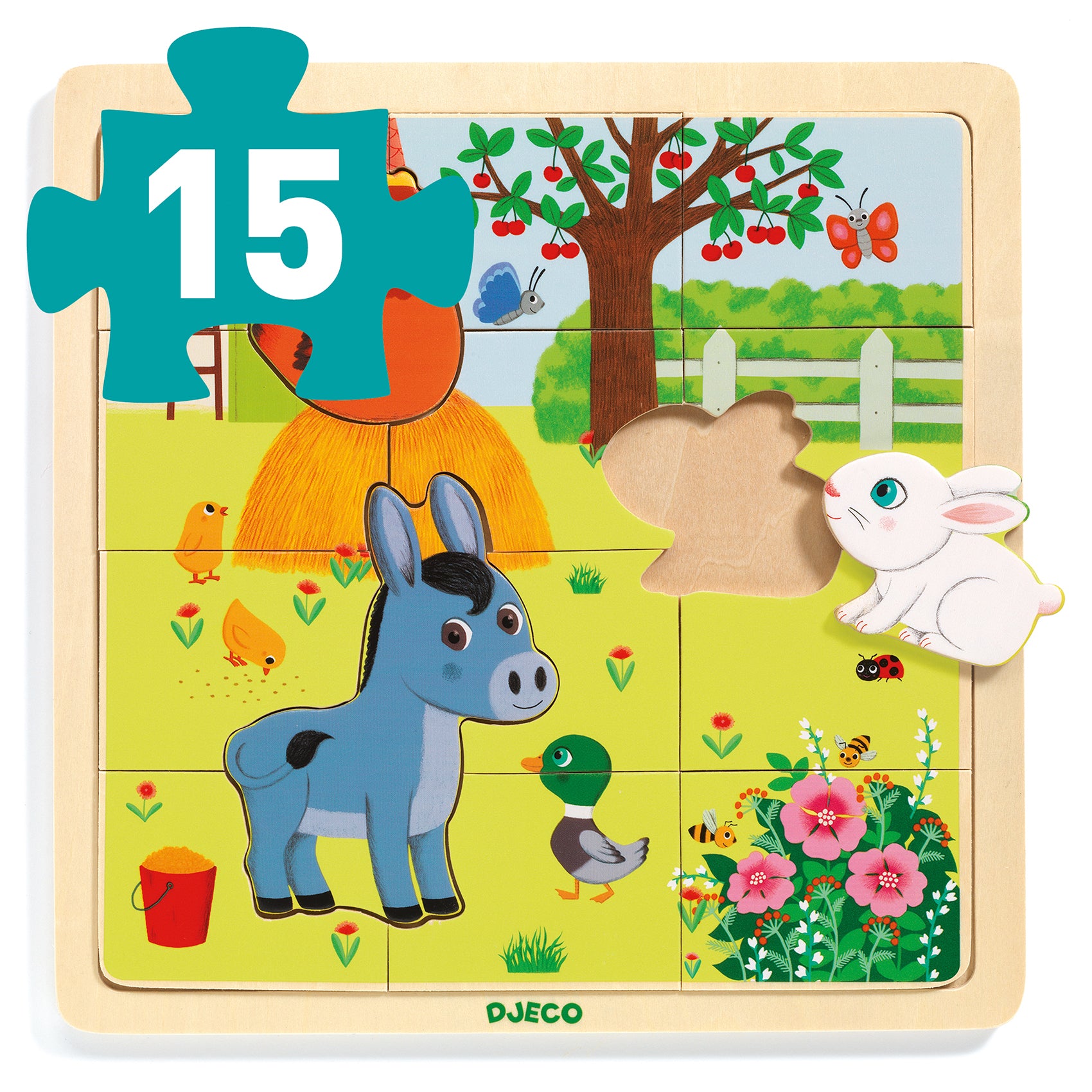 Djeco | 15pc Wooden Puzzle - Farm