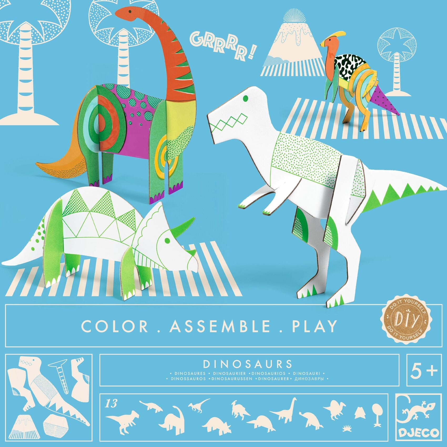 Djeco | Colour, Assemble, Play - Dinosaurs