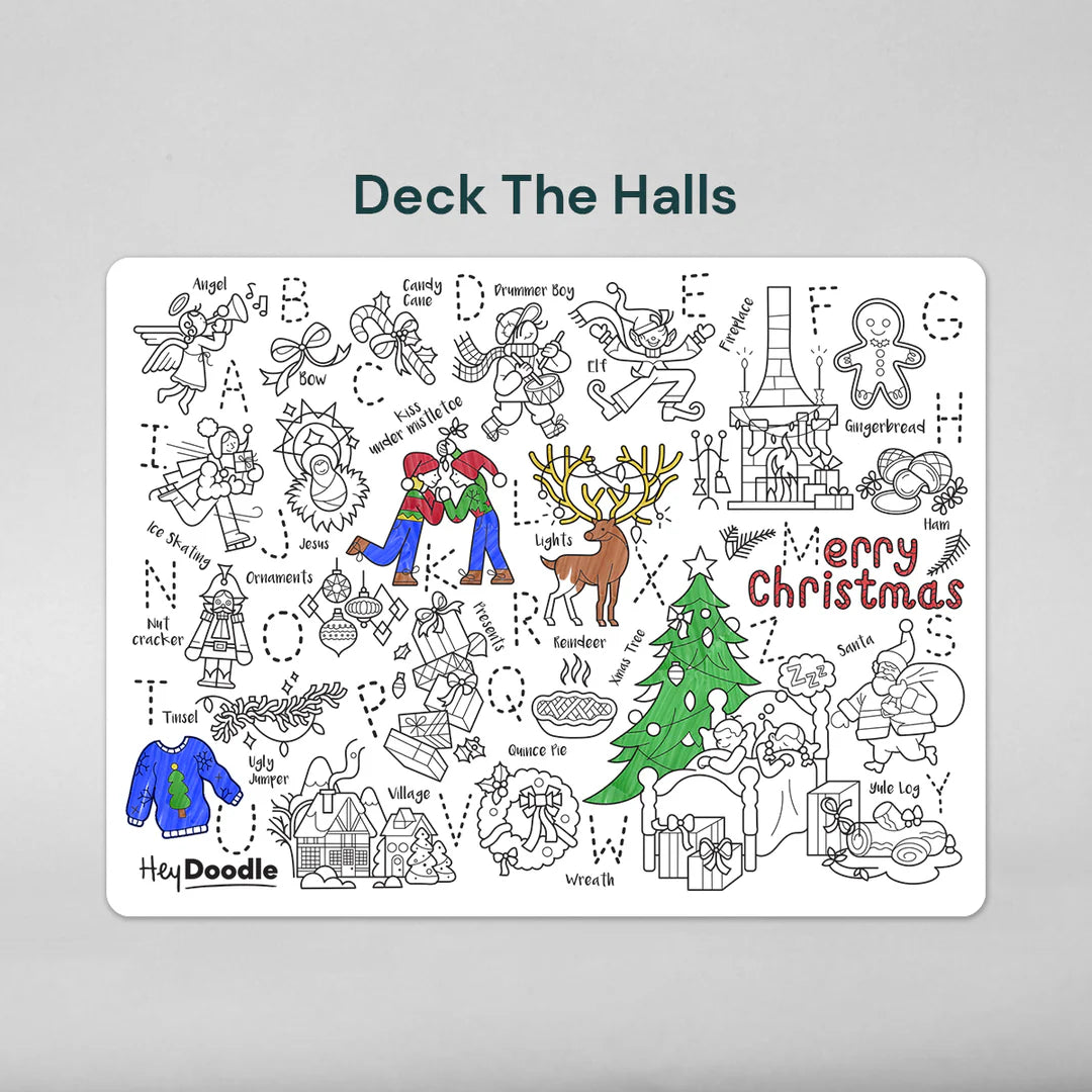 Hey Doodle | Large Colouring & Doodle Playmat - Deck the Halls