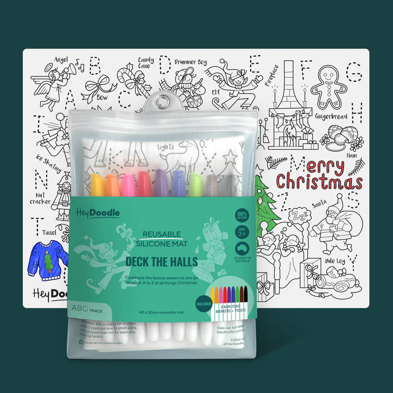 Hey Doodle | Large Colouring & Doodle Playmat - Deck the Halls