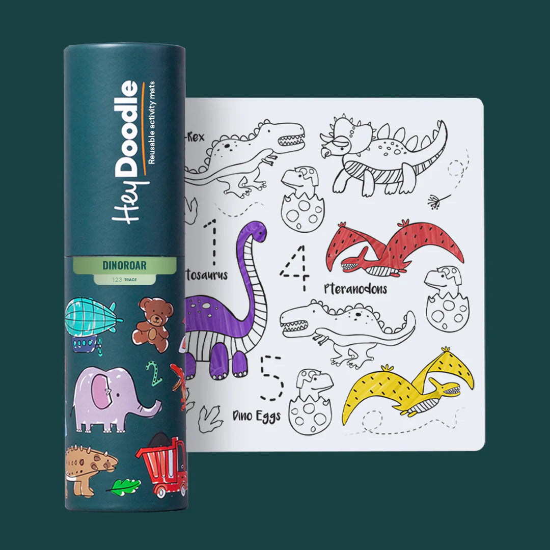 Hey Doodle | Mini Colouring & Doodle Playmat - Dino Roar