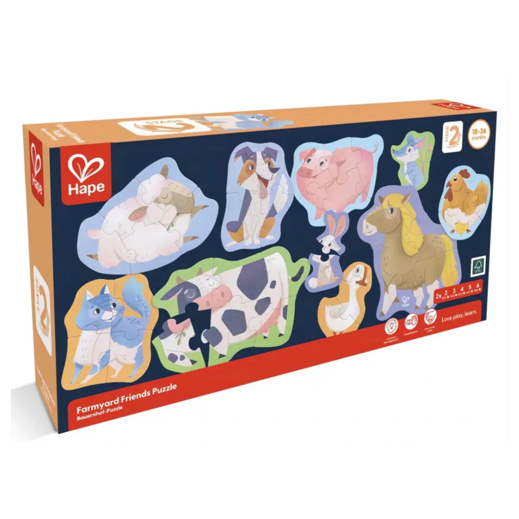 Hape | Level Up Puzzle Set - Farmyard Friends