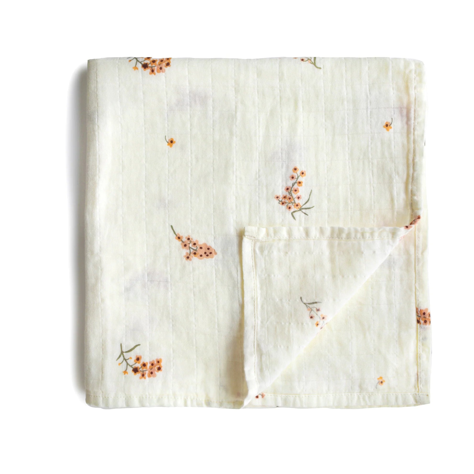 Mushie | Organic Cotton Muslin Swaddle - Flowers