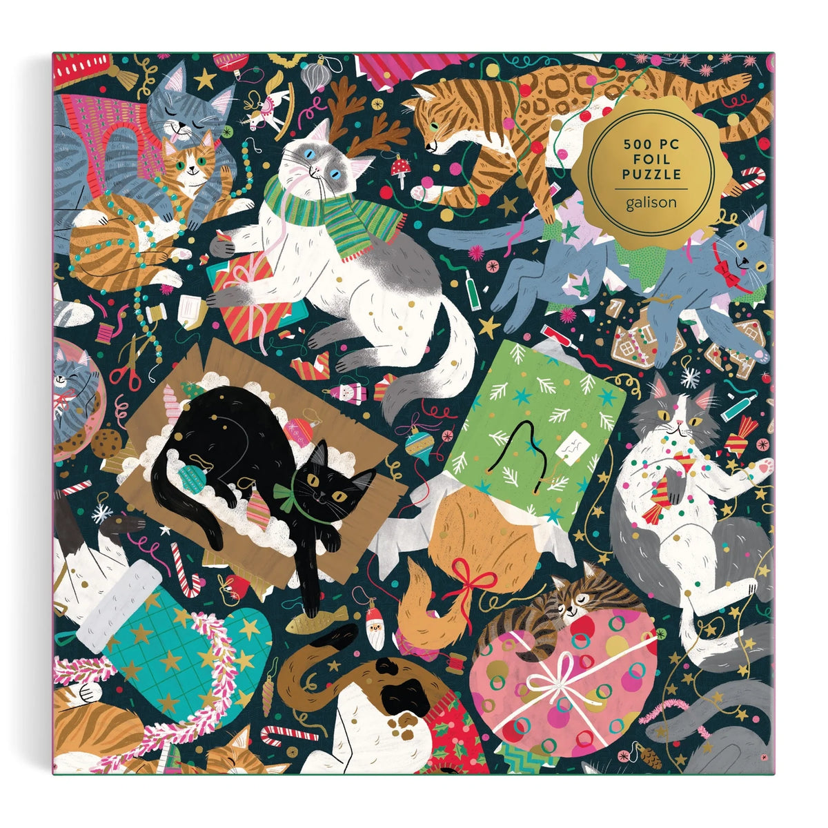 Galison | 500pc Foil Puzzle Catmas Chaos