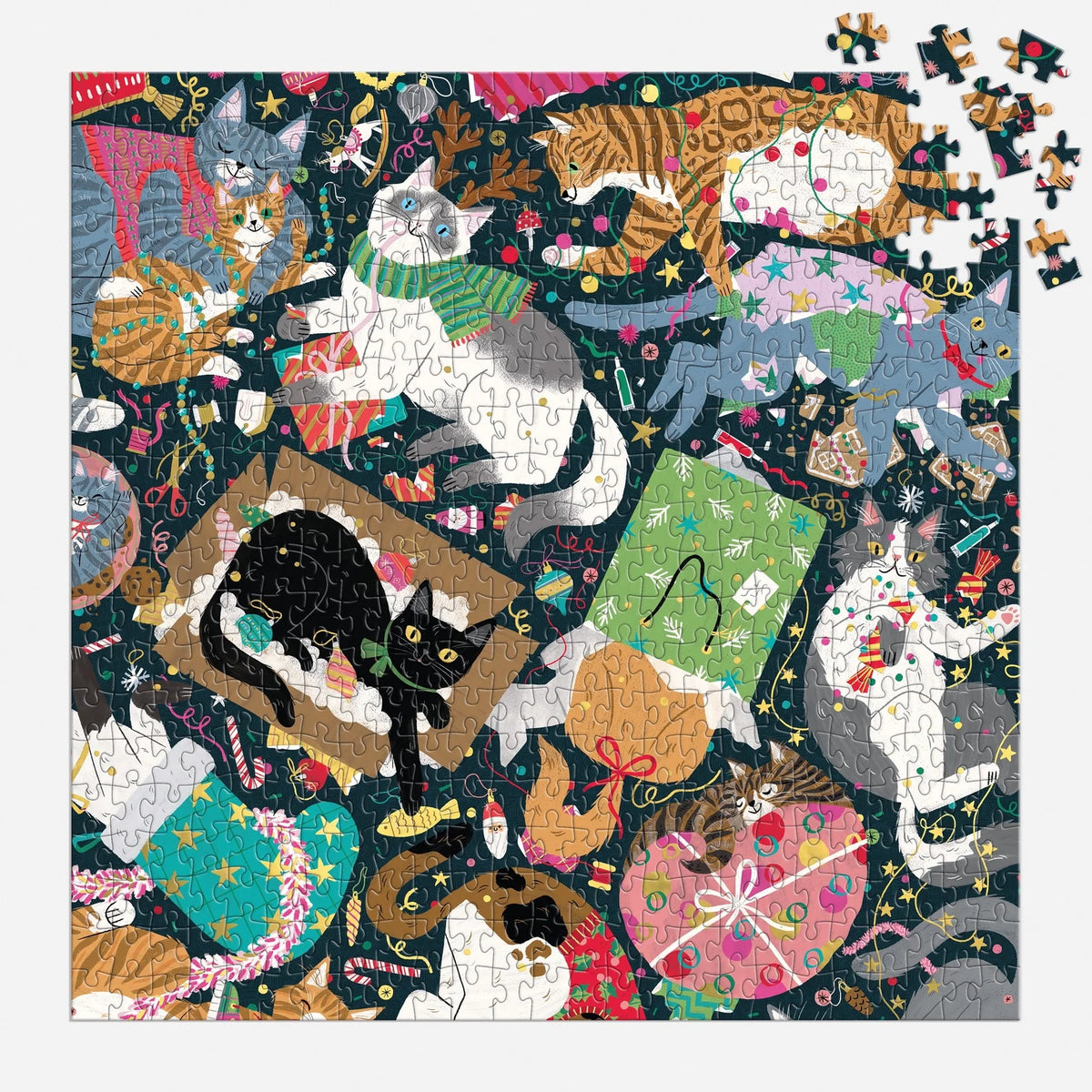 Galison | 500pc Foil Puzzle Catmas Chaos