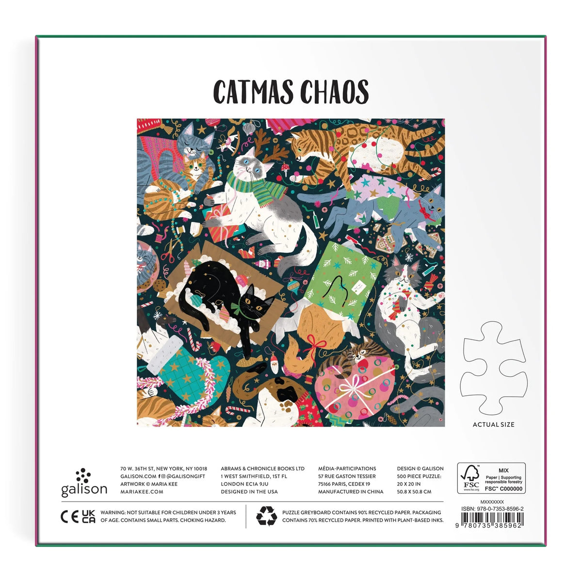 Galison | 500pc Foil Puzzle Catmas Chaos