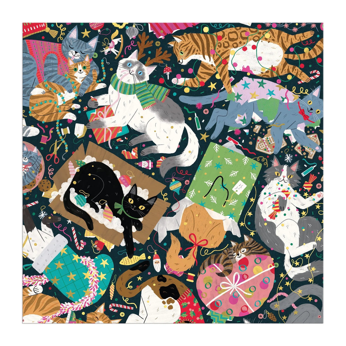 Galison | 500pc Foil Puzzle Catmas Chaos