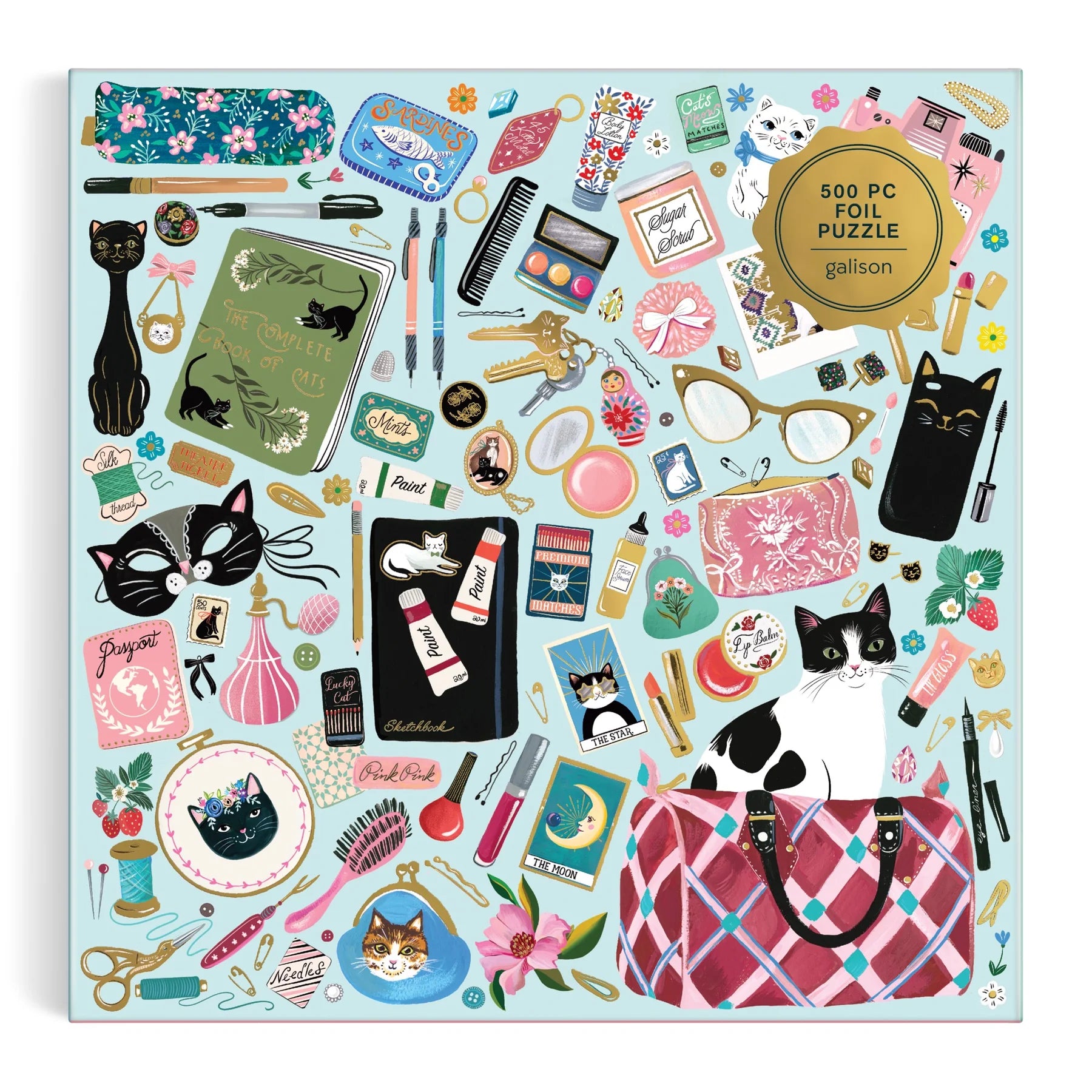 Galison | 500pc Foil Puzzle - Purrfect Accessories