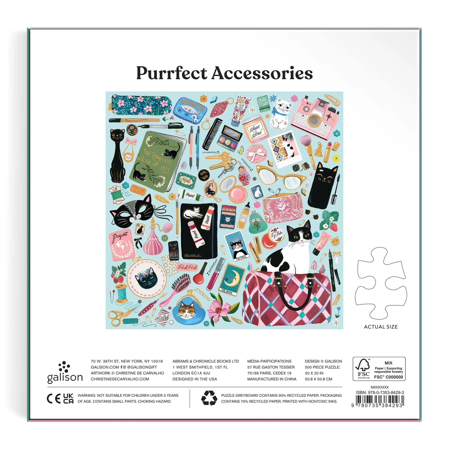 Galison | 500pc Foil Puzzle - Purrfect Accessories