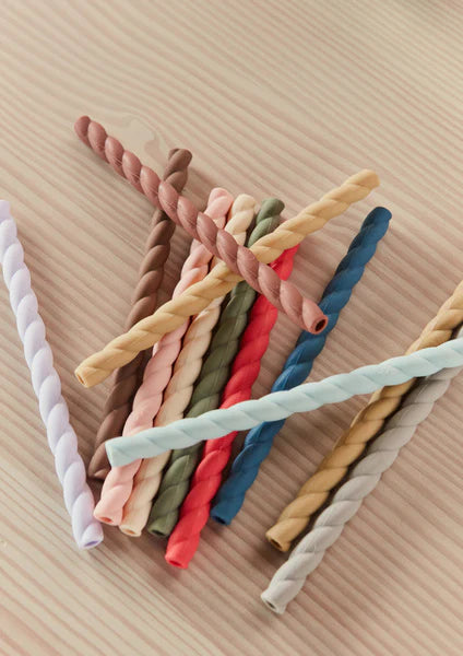 OYOY | Mellow Silicone Straw 6pk - Caramel / Blue