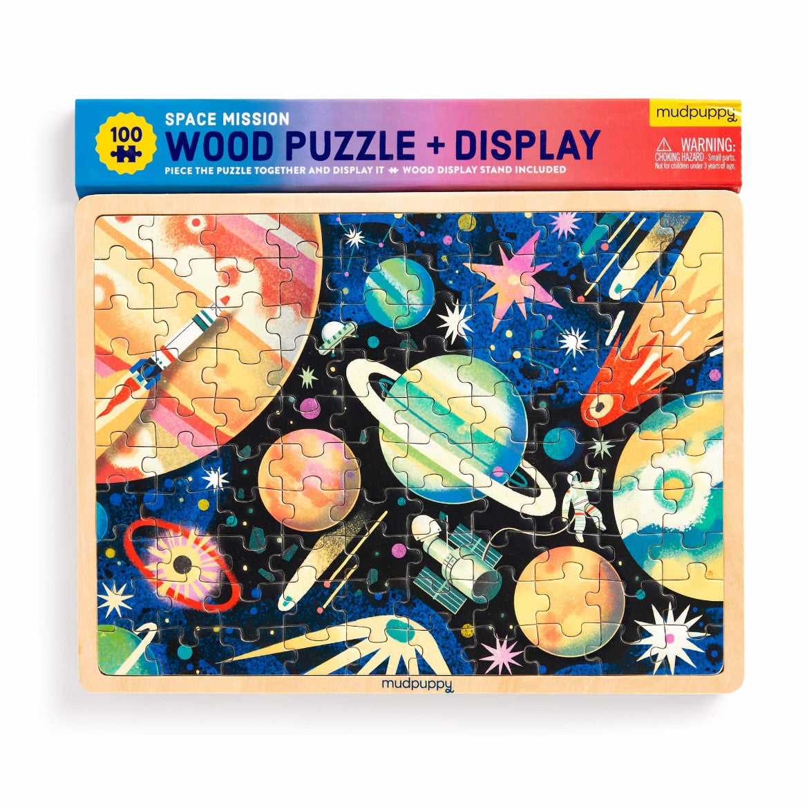 Mud Puppy | 100 Piece Wood Puzzle + Display - Space Mission